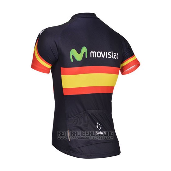 2014 Fahrradbekleidung Movistar Champion Spanien Trikot Kurzarm und Tragerhose - zum Schließen ins Bild klicken